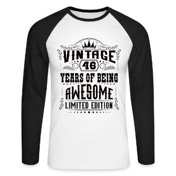 46 Years Of Being Awesome 46 Birthday 46 years - Unisex Long Sleeve Baseball T-Shirt - white/black - Front - Nik (191cm)