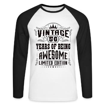 56 ans d’être génial 56 anniversaire 56 ans - T-shirt baseball manches longues Homme - blanc/noir - Devant - Nik (191cm)