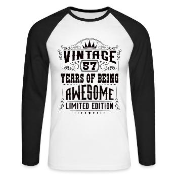 57 Years Of Being Awesome 57 Birthday 57 Years - Unisex Long Sleeve Baseball T-Shirt - white/black - Front - Nik (191cm)