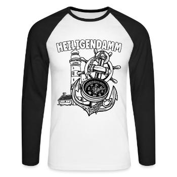 Heiligendamm - T-shirt baseball manches longues Homme - blanc/noir - Devant - Nik (191cm)