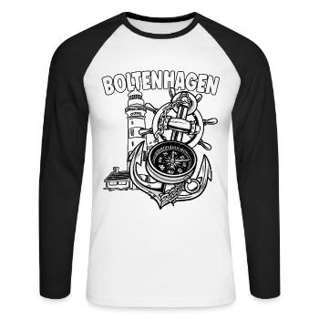 Boltenhagen - T-shirt baseball manches longues Homme - blanc/noir - Devant - Nik (191cm)