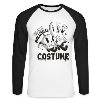 Halloween - C’est mon costume d’Halloween Halloween - T-shirt baseball manches longues Homme - blanc/noir - Devant - Nik (191cm)
