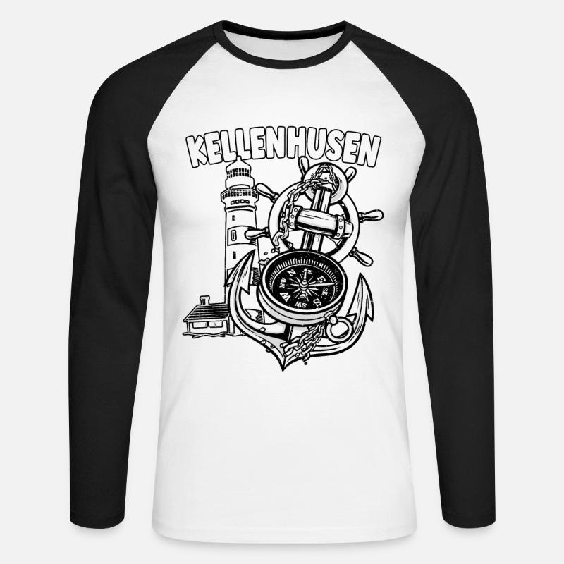 Kellenhusen - Unisex Baseballshirt langarm - Weiß/Schwarz