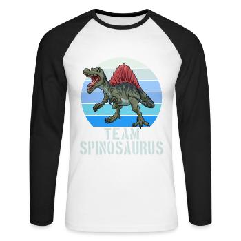 Team Spinosaurus Dinosaurier Dino - Unisex Baseballshirt langarm - Weiß/Schwarz - Vorne - Nik (191cm)