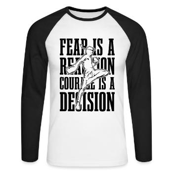 Muay Thai Fighter Fear Is A Reaction Thai Boxing - Unisex Baseballshirt langarm - Weiß/Schwarz - Vorne - Nik (191cm)
