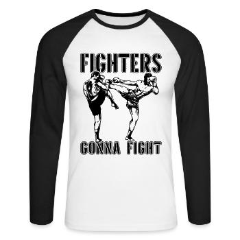 Muay Thai Fighters Gonna Fight Thai Boxing Fighter - Unisex Baseballshirt langarm - Weiß/Schwarz - Vorne - Nik (191cm)