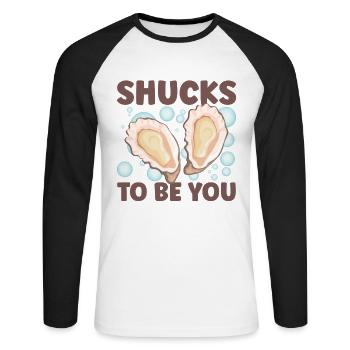 Auster-liebhaber Lustige Auster Auster Shucker - Unisex Baseballshirt langarm - Weiß/Schwarz - Vorne - Nik (191cm)