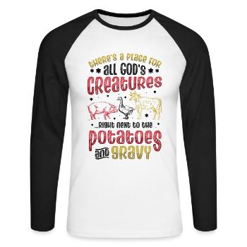Créatures de Dieu - T-shirt baseball manches longues Homme - blanc/noir - Devant - Nik (191cm)