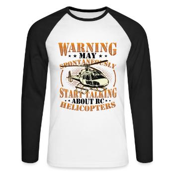 Warning, can spontaneously start talking about Rc - Unisex Long Sleeve Baseball T-Shirt - white/black - Front - Nik (191cm)