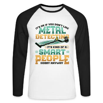 Metalldetektor Hobby Metalldetektion - Unisex Baseballshirt langarm - Weiß/Schwarz - Vorne - Nik (191cm)