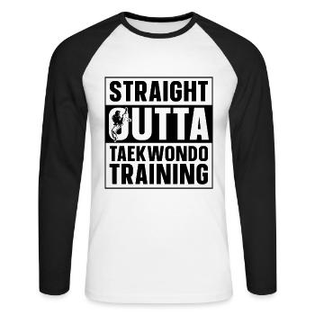 Taekwondo Straight Outta Taekwondo Training Fight - Unisex Baseballshirt langarm - Weiß/Schwarz - Vorne - Nik (191cm)