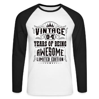 94 Years Of Being Awesome 94 Birthday 94 Years - Unisex Long Sleeve Baseball T-Shirt - white/black - Front - Nik (191cm)