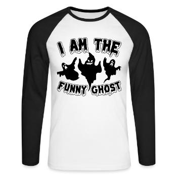 Halloween Je Suis Le Drôle fantôme I Drôle Halloween - T-shirt baseball manches longues Homme - blanc/noir - Devant - Nik (191cm)