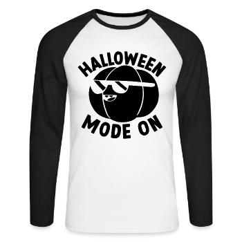 Halloween Mode On I Halloween Party Halloween Pump - Unisex Baseballshirt langarm - Weiß/Schwarz - Vorne - Nik (191cm)