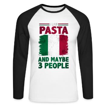 Pasta Italy Food - Unisex Long Sleeve Baseball T-Shirt - white/black - Front - Nik (191cm)