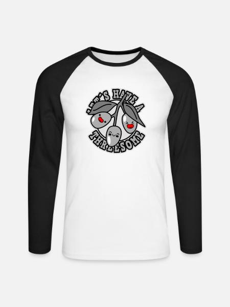 Let's make a threesome with olive fruits - Unisex Long Sleeve Baseball T-Shirt - white/black