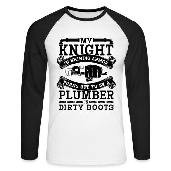 My Knight In Shining Armor Plumber Plumbing Pipe - Unisex Baseballshirt langarm - Weiß/Schwarz - Vorne - Nik (191cm)