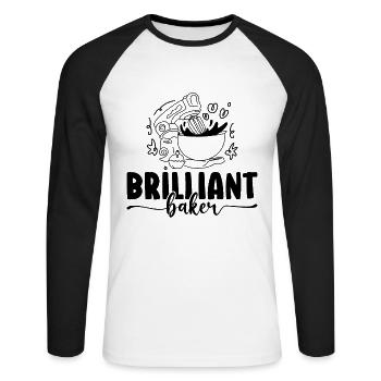 Boulanger Brilliant Bakery Cupcake Cuisson Chef Gâteau - T-shirt baseball manches longues Homme - blanc/noir - Devant - Nik (191cm)