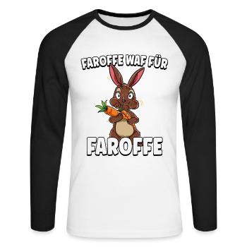 Hase Karotte - Unisex Baseballshirt langarm - Weiß/Schwarz - Vorne - Nik (191cm)