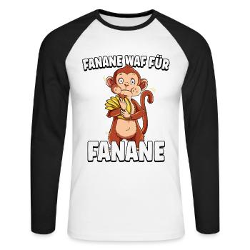 Affe Banane - Unisex Baseballshirt langarm - Weiß/Schwarz - Vorne - Nik (191cm)