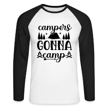 Hiking hikers camping funny saying - Unisex Long Sleeve Baseball T-Shirt - white/black - Front - Nik (191cm)