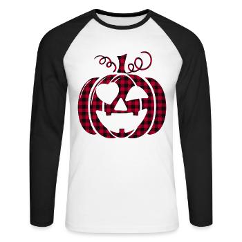 Halloween Pumpkin Red Pattern Pumpkin Funny Pumpki - Unisex Long Sleeve Baseball T-Shirt - white/black - Front - Nik (191cm)