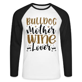 Amateur de vin BULLDOG Mère - T-shirt baseball manches longues Homme - blanc/noir - Devant - Nik (191cm)