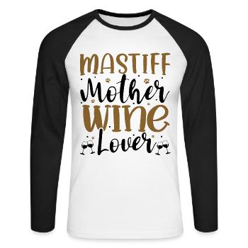 Amateur de vin MASTIFF Mère - T-shirt baseball manches longues Homme - blanc/noir - Devant - Nik (191cm)