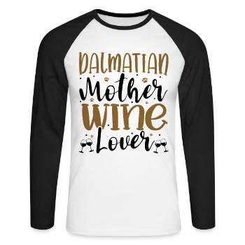 Amateur de vin Dalmatian Mère - T-shirt baseball manches longues Homme - blanc/noir - Devant - Nik (191cm)