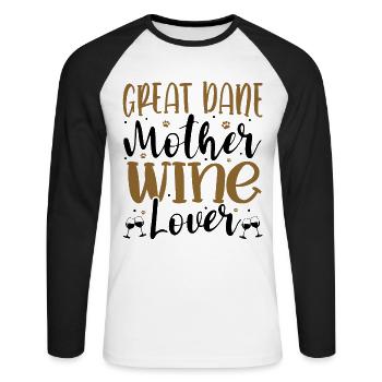 Amateur de vin GREAT DANE Mère - T-shirt baseball manches longues Homme - blanc/noir - Devant - Nik (191cm)