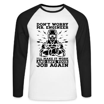 Ne vous inquiétez pas M. Engineer Soudure Soudure Soudure Soudure - T-shirt baseball manches longues Homme - blanc/noir - Devant - Nik (191cm)
