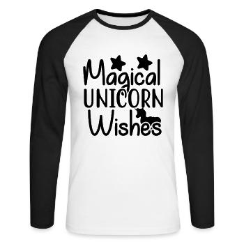 Magical Unicorn Wishes Unicorn - Unisex Long Sleeve Baseball T-Shirt - white/black - Front - Nik (191cm)