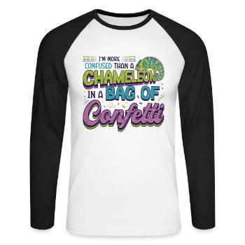 Verwirrter Als Ein Chamäleon - Unisex Baseballshirt langarm - Weiß/Schwarz - Vorne - Nik (191cm)