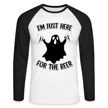 Fête d’Halloween Je suis juste ici pour la relique de la bière - T-shirt baseball manches longues Homme - blanc/noir - Devant - Nik (191cm)