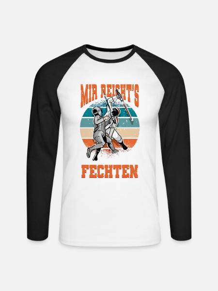 Fechten - Unisex Baseballshirt langarm - Weiß/Schwarz