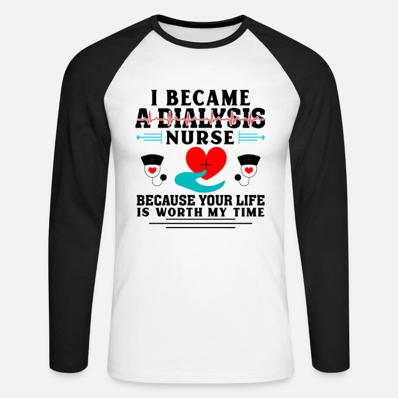 Ich bin eine Dialyseschwester - Unisex Baseballshirt langarm - Weiß/Schwarz