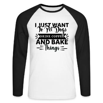 Je veux juste caresser les chiens - T-shirt baseball manches longues Homme - blanc/noir - Devant - Nik (191cm)