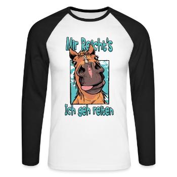 Mir Reichts Ich Geh Reiten Pferde - Unisex Baseballshirt langarm - Weiß/Schwarz - Vorne - Nik (191cm)