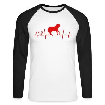Pferde - Unisex Baseballshirt langarm - Weiß/Schwarz - Vorne - Nik (191cm)