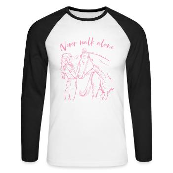 Never Walk Alone Pferde - Unisex Baseballshirt langarm - Weiß/Schwarz - Vorne - Nik (191cm)