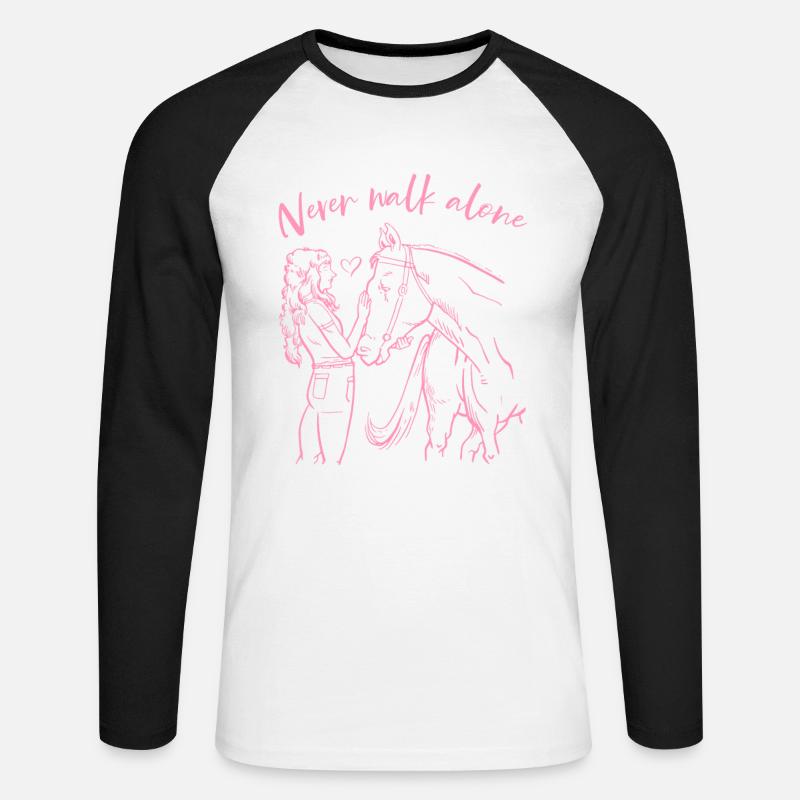 Never Walk Alone Pferde - Unisex Baseballshirt langarm - Weiß/Schwarz
