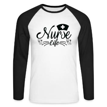 Nurse Life - Unisex Long Sleeve Baseball T-Shirt - white/black - Front - Nik (191cm)