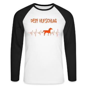 Dein Hufschlag Ist Mein Herzschlag - Unisex Baseballshirt langarm - Weiß/Schwarz - Vorne - Nik (191cm)