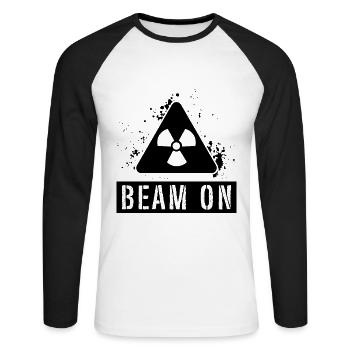 Beam On Rad TechnoRadiologue Radiologie Radiographie - T-shirt baseball manches longues Homme - blanc/noir - Devant - Nik (191cm)