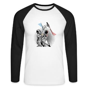 Fechten - Unisex Baseballshirt langarm - Weiß/Schwarz - Vorne - Nik (191cm)