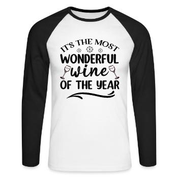 It is the most beautiful wine of the year - Unisex Long Sleeve Baseball T-Shirt - white/black - Front - Nik (191cm)