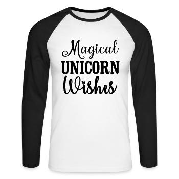 Magical Unicorn Wishes Unicorn - Unisex Long Sleeve Baseball T-Shirt - white/black - Front - Nik (191cm)
