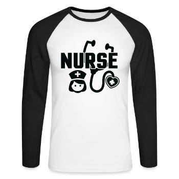 Krankenschwester - Unisex Baseballshirt langarm - Weiß/Schwarz - Vorne - Nik (191cm)