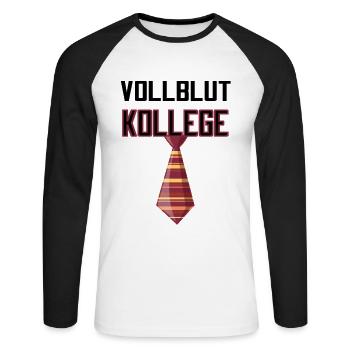 Vollblut Kollege Lieblingskollege - Unisex Baseballshirt langarm - Weiß/Schwarz - Vorne - Nik (191cm)