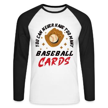 Cartes de baseball Joueur de baseball Cadeau de fan de baseball - T-shirt baseball manches longues Homme - blanc/noir - Devant - Nik (191cm)
